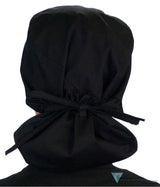 Embellished Big Hair Surgical Cap - Black With Red Caduceus Patch Scrub Caps