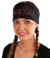 Embellished Chop Top - Black Chop Top with Dark Pink Fancy Crazy Bitch Rhinestud/Stone Design - Embellished Imported Chop Tops - Sparkling EARTH