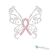 Embellished Chop Top - Black Chop Top with Pink Ribbon Butterfly Rhinestud Design Imported Chop Tops