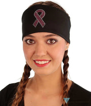 Embellished Chop Top - Black Chop Top with Pink Ribbon Rhinestud/Stone Design - Imported Chop Tops - Sparkling EARTH