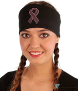 Embellished Chop Top - Black With Pink Ribbon Rhinestud/Stone Design Imported Tops