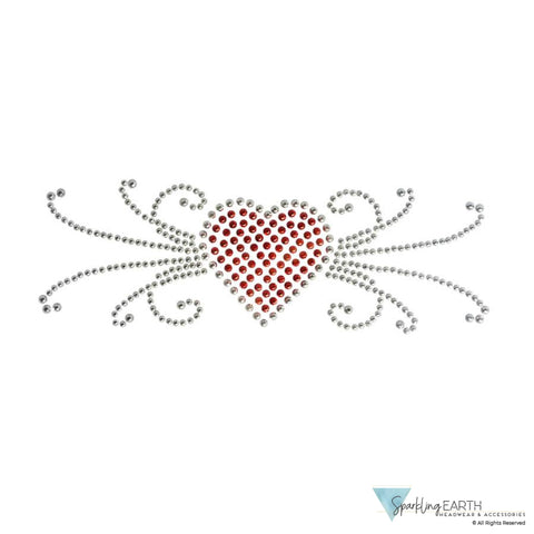 Embellished Chop Top - Black Chop Top with Red Heart & Swirls Rhinestud Design - Imported Chop Tops - Sparkling EARTH