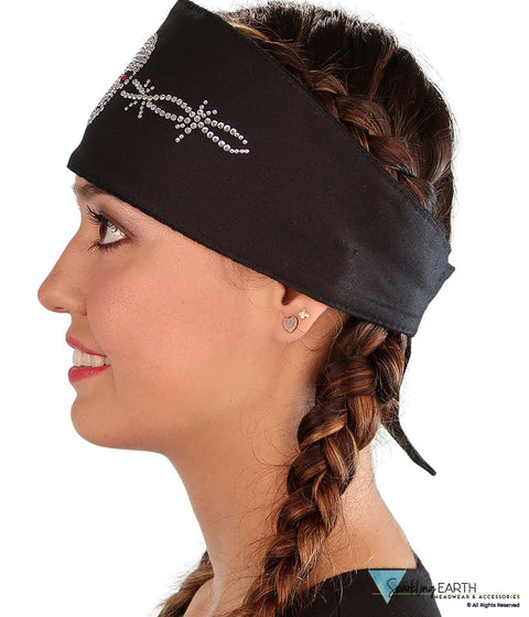 Embellished Chop Top Doo Wrap – Bold Biker Bandana with Exclusive Bling - Black Chop Top with Skull & Barbed Wire