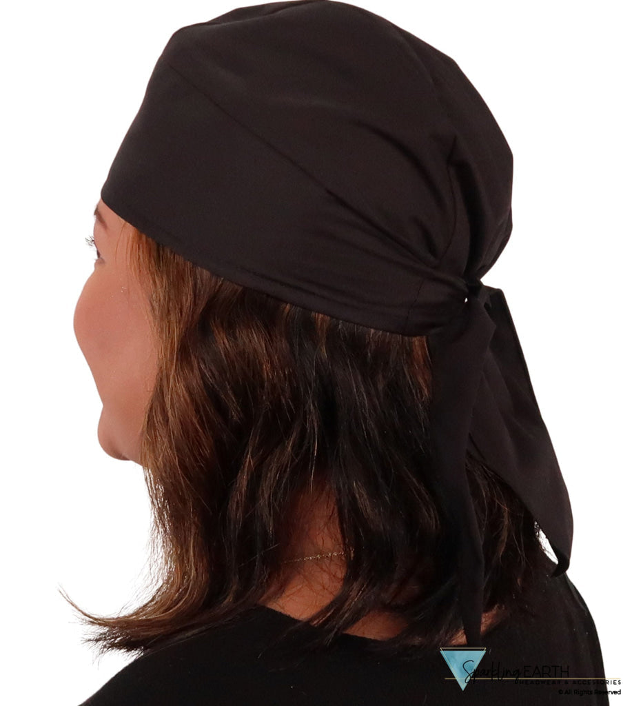 Embellished Deluxe Extra Deep Skull Cap – Terry Sweatband Adjustable Fit - USA Made - Dark Pink Biker Babe Rhinestuds