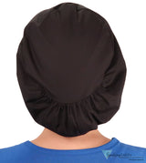 Embellished Euro Style Riley Comfort Scrub Cap - American Made - Blue Butterfly Patch on Black Riley Comfort Scrub Caps