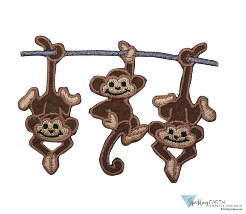 Embellished Euro Style Riley Comfort Scrub Cap - American Made - Black Cap with Playful Three Monkeys Riley Comfort