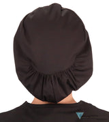 Embellished Euro Style Riley Comfort Scrub Cap - American Made - Three Monkeys Patch on Black Riley Comfort Scrub Caps