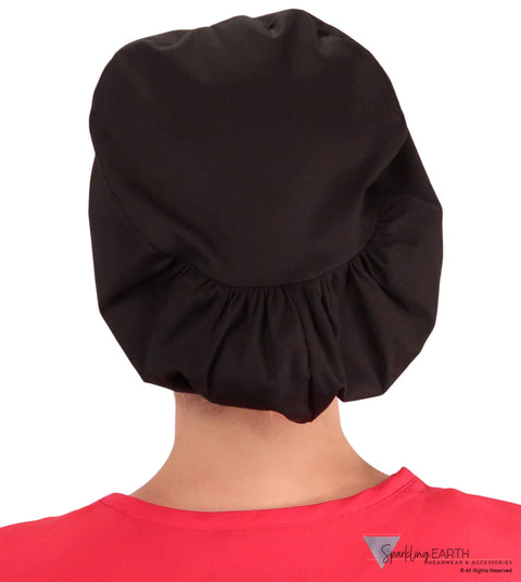 Riley Comfort Surgical Scrub Cap - Pink Butterfly Patch on Black - Riley Comfort Scrub Caps - Sparkling EARTH