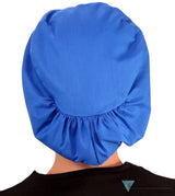 Embellished Euro Style Riley Comfort Scrub Cap - American Made - Blue Butterfly Patch on Royal Riley Comfort Scrub Caps