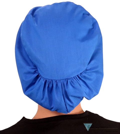 Embellished Euro Style Riley Comfort Scrub Cap - American Made - Blue Butterfly Patch on Royal Riley Comfort Scrub Caps