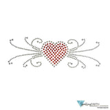 Embellished Reversible Stretch Headband – Stylish Comfortable & USA-Made - Black Headband with Red Heart & Swirls