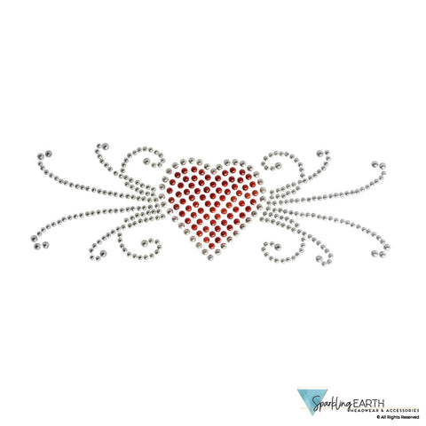 Embellished Reversible Stretch Headband – Stylish Comfortable & USA-Made - Black Headband with Red Heart & Swirls