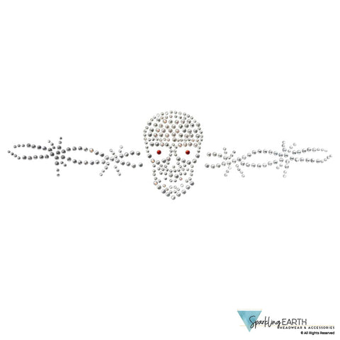 Embellished Skull Caps: Unique Headwear - Black Skull Cap with Skull & Barbed Wire Rhinestud/Stone Design Classic Skull