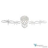 Embellished Classic Skull Cap - Black Skull Cap with Skull & Barbed Wire Rhinestud/Stone Design - Classic Skull Caps - Sparkling EARTH
