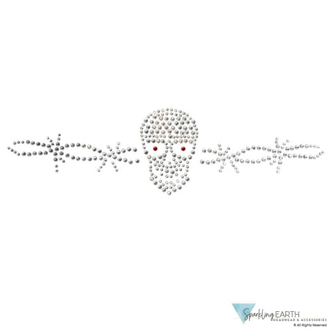 Embellished Classic Skull Cap - Black Skull Cap with Skull & Barbed Wire Rhinestud/Stone Design - Classic Skull Caps - Sparkling EARTH