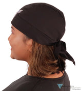 Embellished Skull Caps: Stylish and Unique Headwear - Large Blue & Silver Butterfly Rhinestud/Stone Design on Black