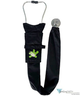 Embellished Stethoscope Covers - Black Cover With Happy Turtle Patch