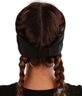 Embellished Stretch Headband - Black Headband with Dark Pink Fancy Crazy Bitch Rhinestud Design Stretch Headbands