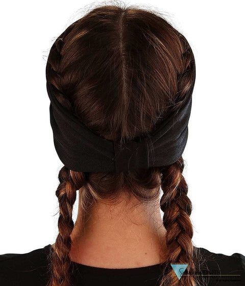 Embellished Stretch Headband - Black With Glitter Cross Rhinestud/Stone Design Headbands