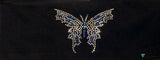 Embellished Stretch Headband - Black Headband with Large Blue & Silver Butterfly Rhinestud Design - Stretch Headbands - Sparkling EARTH