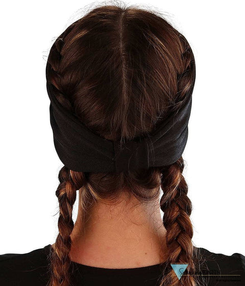 Embellished Stretch Headband - Black With Pink Ribbon Rhinestud Design Headbands
