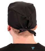 Embellished Surgical Scrub Cap - Black With Blue Caduceus Patch Caps