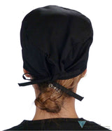 Embellished Surgical Scrub Cap - Black With Medical Heart Patch Caps