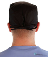 Embellished Surgical Scrub Cap - Black Cap with Three Monkeys Patch Surgical Scrub Caps