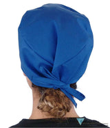 Embellished Surgical Scrub Cap - Royal Blue With Red Caduceus Patch Caps