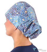 Euro Style Riley Comfort Scrub Cap - American Made - Blue Dahlia Dreams Riley Comfort Scrub Caps