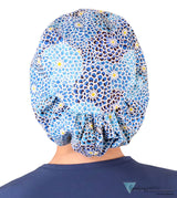 Euro Style Riley Comfort Scrub Cap - American Made - Blue Dahlia Dreams Riley Comfort Scrub Caps