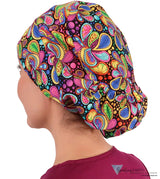 Euro Style Riley Comfort Scrub Cap - American Made - Bright Flower Paisley Riley Comfort Scrub Caps