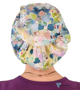 Euro Style Riley Comfort Scrub Cap - American Made - Dewy Watercolor Droplets Riley Comfort Scrub Caps