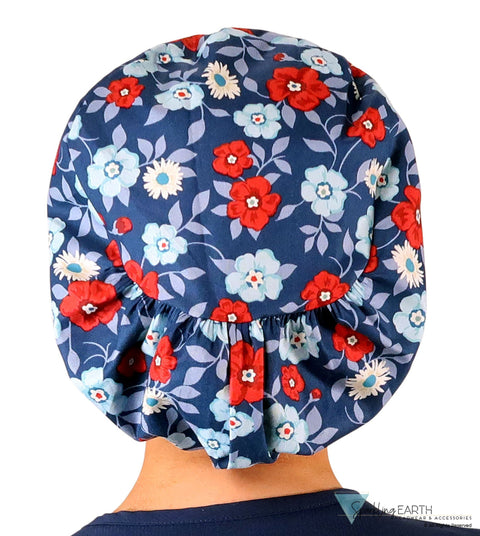Euro Style Riley Comfort Scrub Cap - American Made - Festive Flowers Riley Comfort Scrub Caps