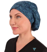Riley Comfort Surgical Scrub Cap - Fresh Floral Batik in Blue - Riley Comfort Scrub Caps - Sparkling EARTH