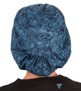 Euro Style Riley Comfort Scrub Cap - American Made - Fresh Floral Batik in Blue Riley Comfort Scrub Caps