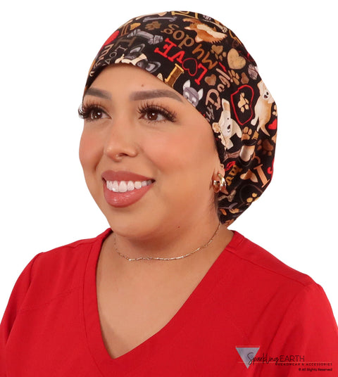 Riley Comfort Surgical Scrub Cap - FURRever Doggie Love - Riley Comfort Scrub Caps - Sparkling EARTH
