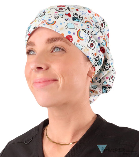 Euro Style Riley Comfort Scrub Cap - American Made - Hope & Healing on White Riley Comfort Scrub Caps