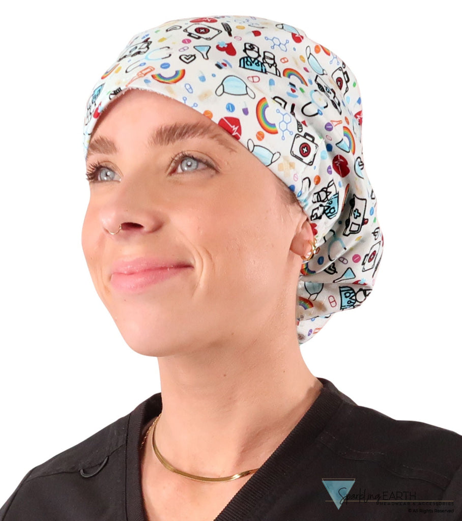 Euro Style Riley Comfort Scrub Cap - American Made - Hope & Healing on White Riley Comfort Scrub Caps