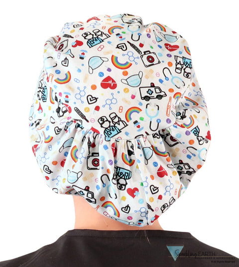 Euro Style Riley Comfort Scrub Cap - American Made - Hope & Healing on White Riley Comfort Scrub Caps