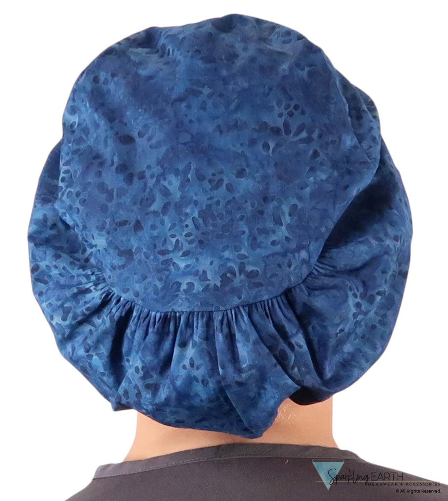 Euro Style Riley Comfort Scrub Cap - American Made - Indigo Blue Batik Riley Comfort Scrub Caps