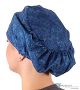 Euro Style Riley Comfort Scrub Cap - American Made - Indigo Blue Batik Riley Comfort Scrub Caps