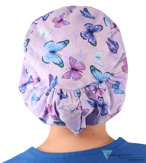 Euro Style Riley Comfort Scrub Cap - American Made - Lavender Butterfly Whimsy Riley Comfort Scrub Caps
