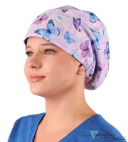 Euro Style Riley Comfort Scrub Cap - American Made - Lavender Butterfly Whimsy Riley Comfort Scrub Caps