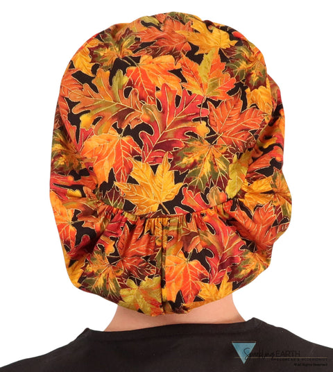 Riley Comfort Scrub Cap - Metallic Autumn Leaves - Riley Comfort Scrub Caps - Sparkling EARTH