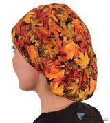 Riley Comfort Scrub Cap - Metallic Autumn Leaves - Riley Comfort Scrub Caps - Sparkling EARTH