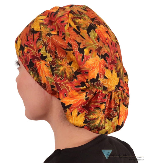 Riley Comfort Scrub Cap - Metallic Autumn Leaves - Riley Comfort Scrub Caps - Sparkling EARTH