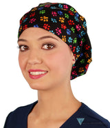Riley Comfort Scrub Cap - Multi Color Paws - Riley Comfort Scrub Caps - Sparkling EARTH