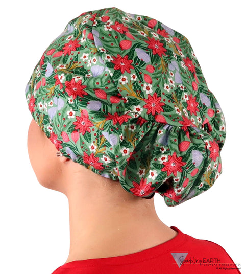 Euro Style Riley Comfort Cap - Poinsettia Party Riley Comfort Scrub Caps