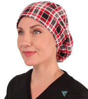 Riley Comfort Surgical Scrub Cap - Sassy Classy Plaid - Riley Comfort Scrub Caps - Sparkling EARTH